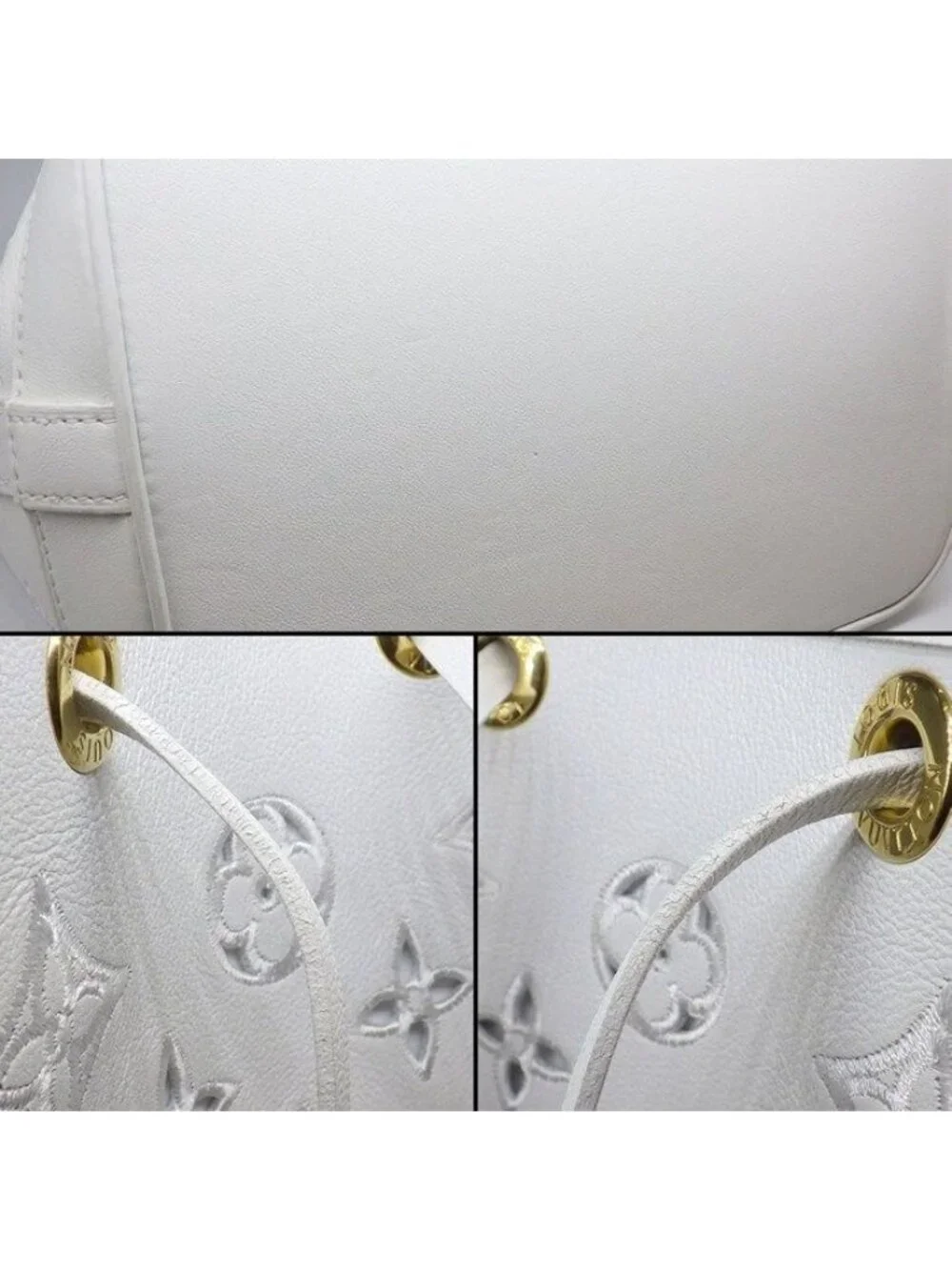 Louis Vuitton Shoulder Bag Noe PM LV Broderie Anne Gray White Cuffleather Gold